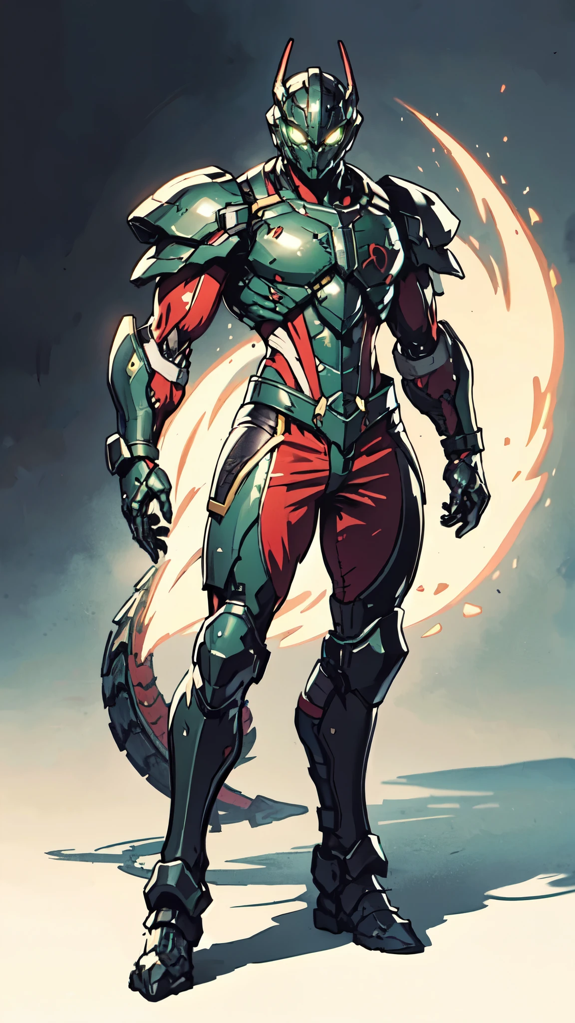 A man wearing a full-face helmet, a fantasy-style biotech armored combat suit, green eyes, (a composite layered chest armor), fully enclosed shoulder guards, matching arm and leg guards, the belt is adorned with dragon claw grasping orbs, (the color scheme is primarily black with red accents), the design balances heavy with agility, a high-tech bio-mecha armor, (Armor Concept Inspired by Dragons, stand on the top of a skyscraper in a futuristic sci-fi city), this character embodies a finely crafted fantasy-surreal style armored hero in anime style, exquisite and mature manga art style, (element, plasma, energy, the armor glows), ((male:1.5)), metallic, real texture material, dramatic, high definition, best quality, highres, ultra-detailed, ultra-fine painting, extremely delicate, professional, perfect body proportions, golden ratio, anatomically correct, symmetrical face, extremely detailed eyes and face, high quality eyes, creativity, RAW photo, UHD, 32k, Natural light, cinematic lighting, masterpiece-anatomy-perfect, masterpiece:1.5