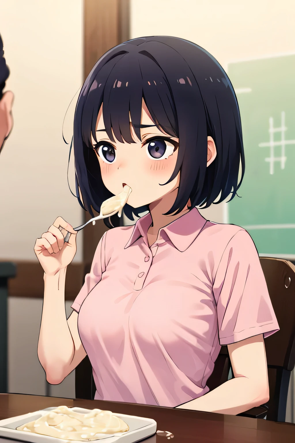 1. Beautiful woman in a pink polo shirt, Short sleeves Short hair, Small breasts,Black Hair, hospital beautiful cute high quality drool feel perfect fingers naked licking penis perfect penis perfect hand 