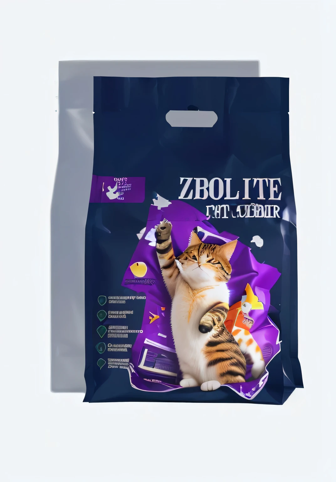 a close up of a bag of cat Rubbish with a cat reaching up, 4L, 8 l, 8L, Rubbish, List Image, Zido, zellk, 240p, egg, Zorch, Purple Cat, Elite, You were, Zeronis style, 3 6 0 points, Azapine, Official product images