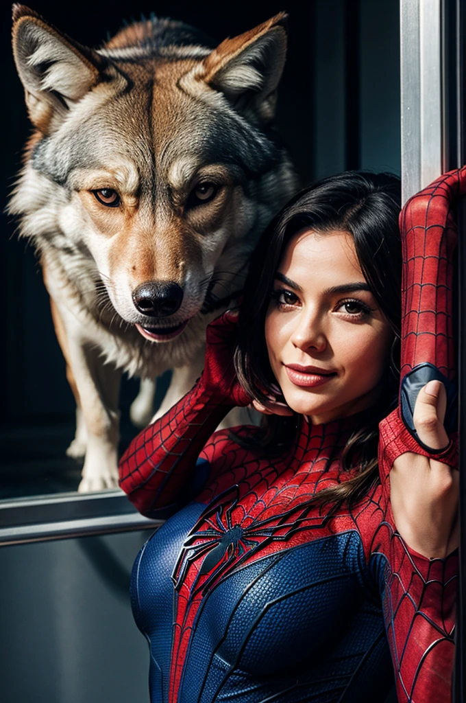 Spiderman with wolf