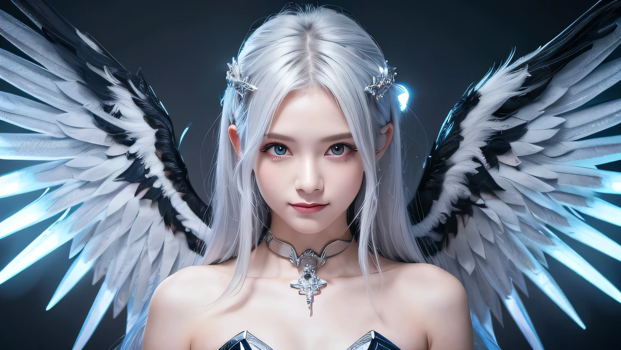 (Dynamic poses) 1beautiful girl, white hair, angelic, cute, childish, chubby cheeks, blue eyes, long silver straight hair with bangs, white dress, intricate ornaments, realistic, dynamic angles, cinematic lighting, trending on ArtStation, by Irakli Nadar, Greg Rutkowski,(((best quality))),(((ultra detailed))),(((masterpiece)))