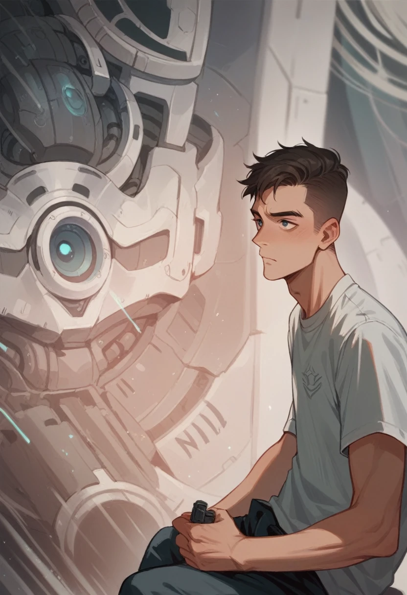 Boy with futuristic background realisti c face 8k ultim high quality HD