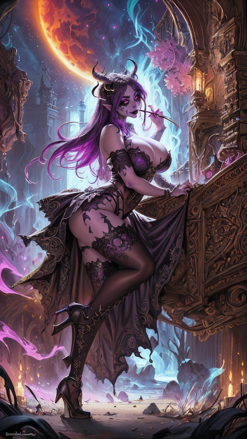 ((Full body photoshoot)), from below, buxom demoness, full body portrait, posing for onlyfans, curvy succubus, day of the dead facepaint and bodypaint, scary detailed art in color, rage, sultry, amused expression, , curvy hips, sexy,luring, erotic pwith open legs, ripped, torn lowleg panties, highlled fantasy art, beautiful fantasy art portrait, intricate detailed digital art, highly detailed digital painting, digital art fantasy art, mark brooks detailed, detailed fantasy digital art, amazing detail digital art, close-up portrait demoness skull, by Todd Lockwood, liquid metal girl