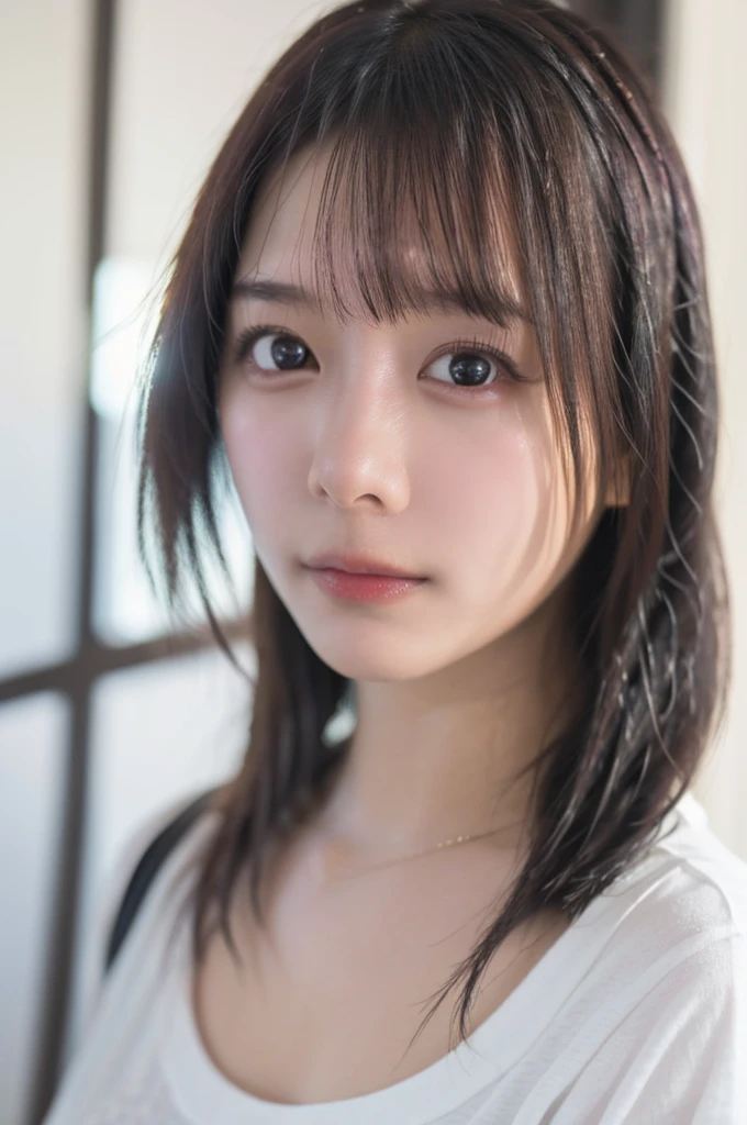 Cute Japanese Women Photos, Little Woman, 20-year-old, Beautiful and perfect face, brown, Beautiful Face, thin: 1.2,Dressed, (photo Realistic:1.4), (hyper Realistic:1.4), (Realistic:1.3),
(Smoother lighting:1.05), (Improving the quality of cinema lighting:0.9), 32k,
1 Girl,20-year-oldの***, Realistic lighting, Backlight, The light shines on your face, Ray Tracing, (Bright light:1.2), (Improvement of quality:1.4),
(Highest quality Realistic textured skin:1.4), Fine grain, Detailed face,
(tired, Sleepy and happy), (smile:0), Face close-up, T-Shirts,
(Enhances the body line:1.1), (Enhances the beauty of skin texture:1.1)