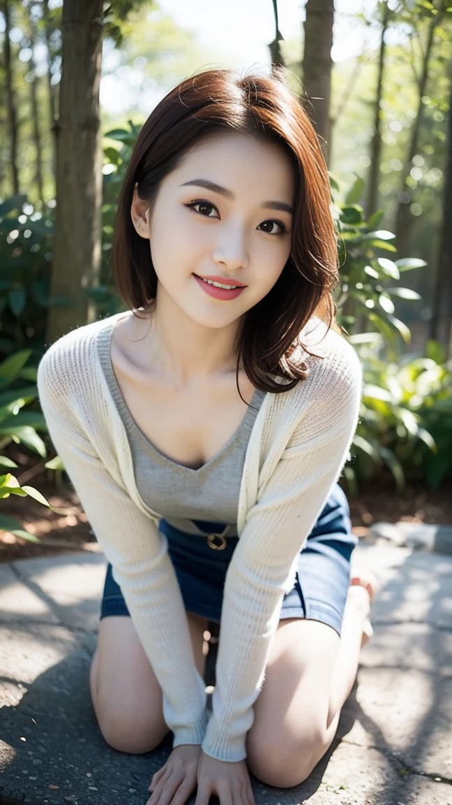 ((((Top quality))))、(((Ultra-high precision CG16K wallpaper)))、(((masterpiece)))、(((Ultra Detailed)))、(((Extreme details)))、1woman、Become a、A 25-year-old female、((Japanese face))、((Extremely beautiful face))、((Sasaki Nozomi:1.5))、((Straight half-length hair:1.3))、(Shiny hair)、Bangs to eyebrows、Beautiful brown hair、Beautiful and delicate eyes、Brown eyes、Raise an eyebrow、High Nose、Small nostril、Little mouth、Tempting lips、Mouth slightly open、Beautiful breasts、C cup size breasts、Cleavage、Full body、Perfect proportion、Perfect Anatomy、Perfect composition、Beautiful and detailed shadows、beautiful natural light、beautiful detailed glow、Depth of Field、(((High chroma)))、(((Realist:1.9)))、((vivid:1.4))、((Beautiful skin))、((Texture))、((Realistic skin feel))、(((Head to thigh shot:1.5)))、((Frontal angle:1.5))、((a smile:1.4))、(Eyes on me)、Bright sunshine、(((Stand in the park:1.5)))、(Standing posture)、(((White tight knitted cardigan:1.6)))、