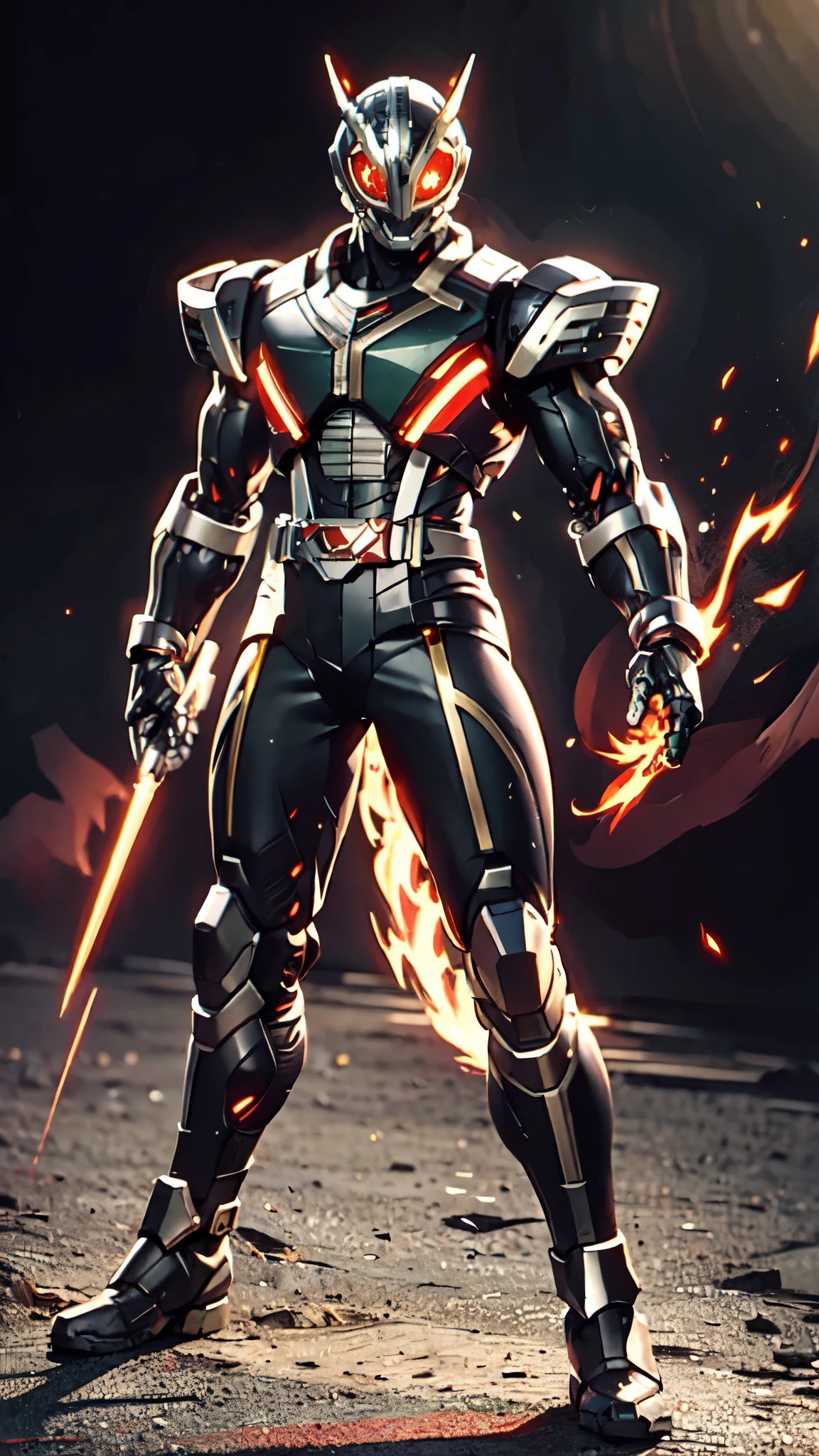 A man wearing a full-face helmet, a fantasy-style biotech armored combat suit, green eyes, (a composite layered chest armor), fully enclosed shoulder guards, matching arm and leg guards, the belt is adorned with dragon claw grasping orbs, (the color scheme is primarily black with red accents), the design balances heavy with agility, a high-tech bio-mecha armor, (Armor Concept Inspired by Dragons, stand on the top of a skyscraper in a futuristic sci-fi city), this character embodies a finely crafted fantasy-surreal style armored hero in anime style, exquisite and mature manga art style, (element, plasma, energy, the armor glows), ((male:1.5)), metallic, real texture material, dramatic, high definition, best quality, highres, ultra-detailed, ultra-fine painting, extremely delicate, professional, perfect body proportions, golden ratio, anatomically correct, symmetrical face, extremely detailed eyes and face, high quality eyes, creativity, RAW photo, UHD, 32k, Natural light, cinematic lighting, masterpiece-anatomy-perfect, masterpiece:1.5