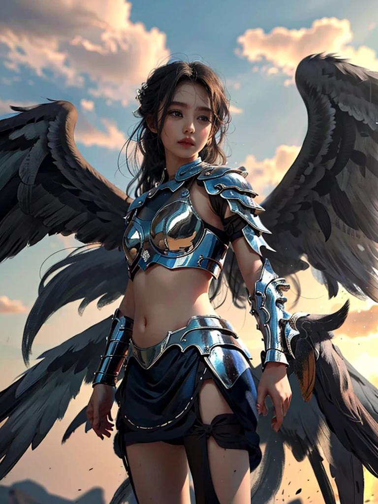 1 girl，wings，the angel's wings，armor