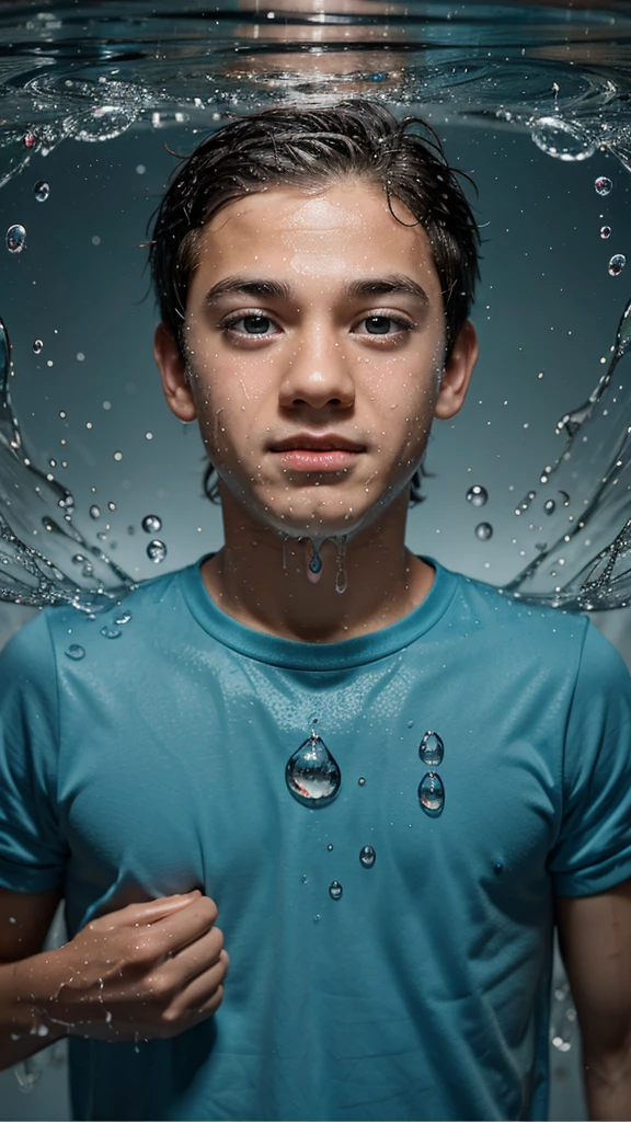 A cartoonish depiction of a boy looking dizzy with swirling eyes and floating water droplets around their head.