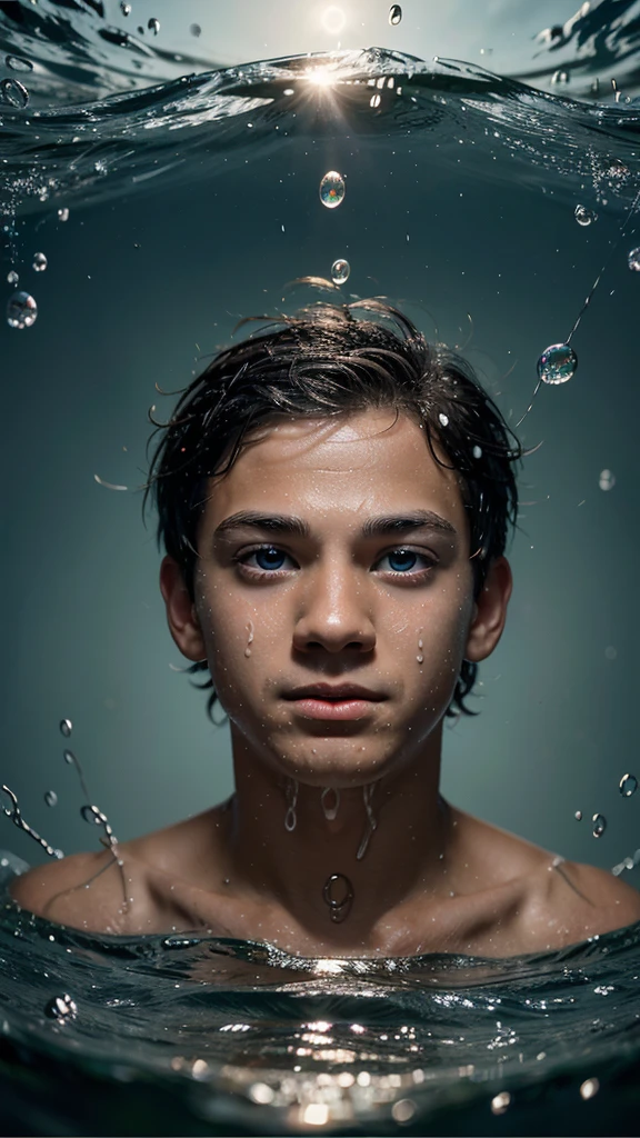 A cartoonish depiction of a boy looking dizzy with swirling eyes and floating water droplets around their head.