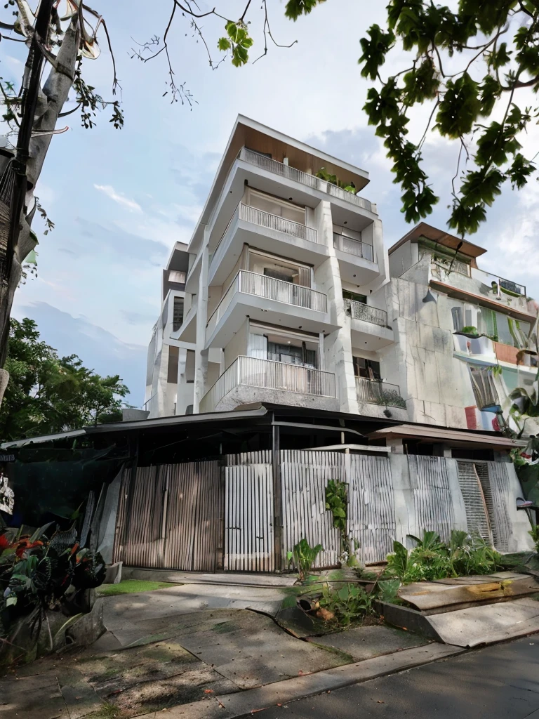 Green architectural style, không gian mở, coffee shop sang trọng, modern , Realistic lighting, vật liệu modern , contemporary architecture