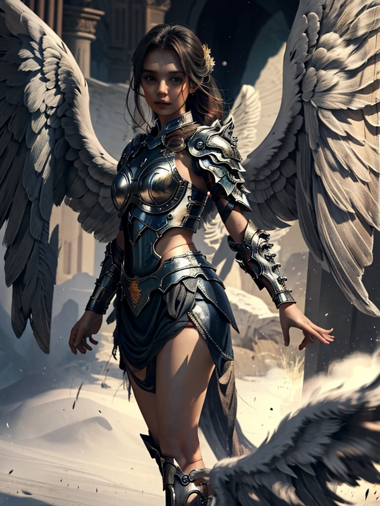 1 girl，wings，the angel's wings，armor