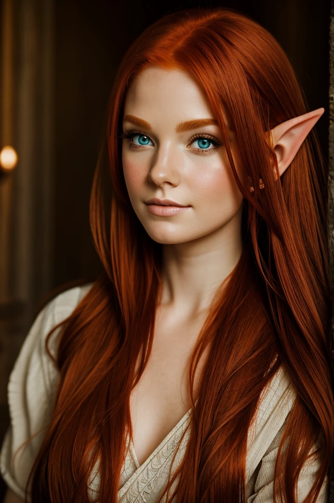 Portrait of beautiful redhead elf girl 