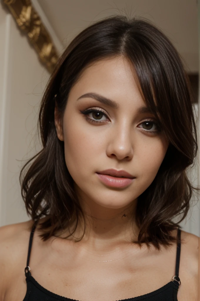 A natural brunette influencer with big ,with brown eyes,beautiful detailed lips,Maquillage parfait)
latina