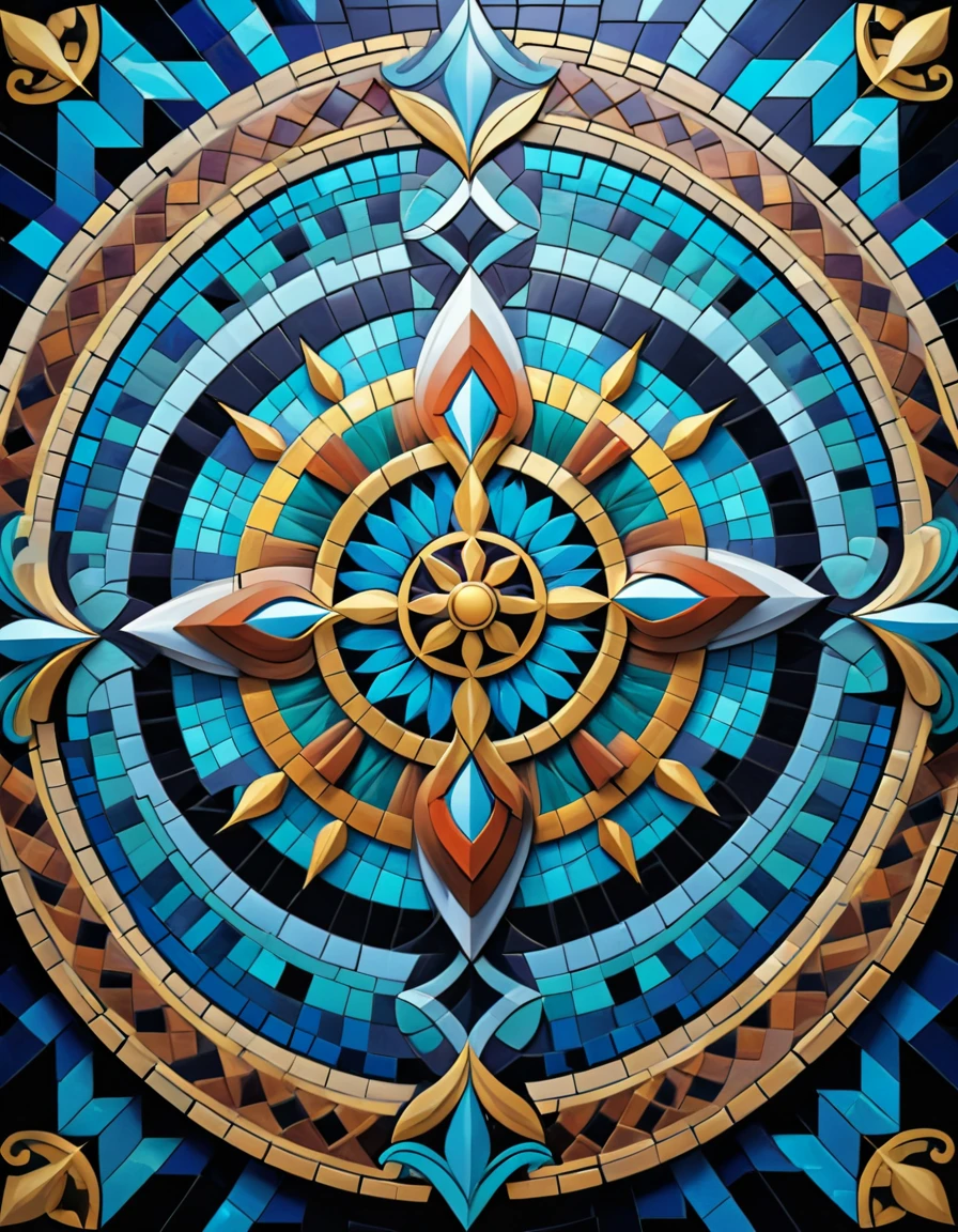 detailed viking mosaic design, beautiful intricate mosaic patterns, viking mythology, nordic design, symmetrical geometric shapes, ornate mosaic tiles, vibrant colors, high contrast, dramatic lighting, ultra-detailed, 8k, photorealistic