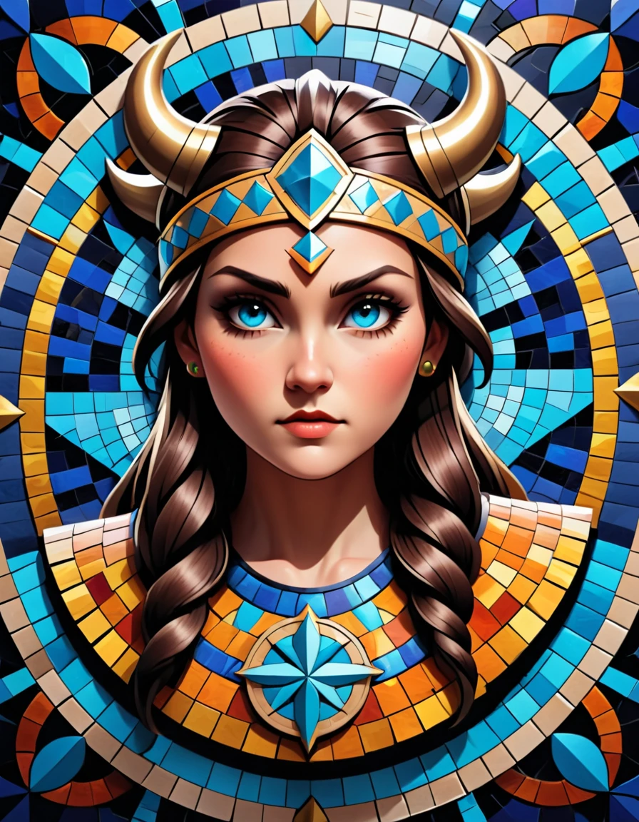 detailed viking mosaic design, beautiful intricate mosaic patterns, viking mythology, nordic design, symmetrical geometric shapes, ornate mosaic tiles, vibrant colors, high contrast, dramatic lighting, ultra-detailed, 8k, photorealistic
