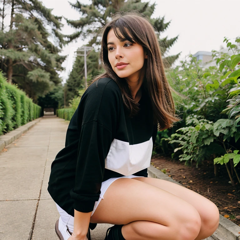 # Create a beautiful woman standing in a room lit by soft light. Her wavy hair frames her delicate face with kind and innocent features. Her blue eyes sparkle with mischievous light while a charming smile illuminates her face. Her perfectly sculpted body is  in all its . She turns slightly, revealing a generous and sculpted rear that instantly captures the viewer's attention. The camera captures every detail of her silhouette, emphasizing the roundness of her ass with incredible clarity. Her overall demeanor is both sensual and powerful, making this image a true celebration of feminine beauty in all its forms.