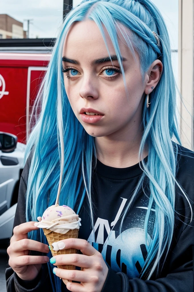 Billie Eilish eats ice cream