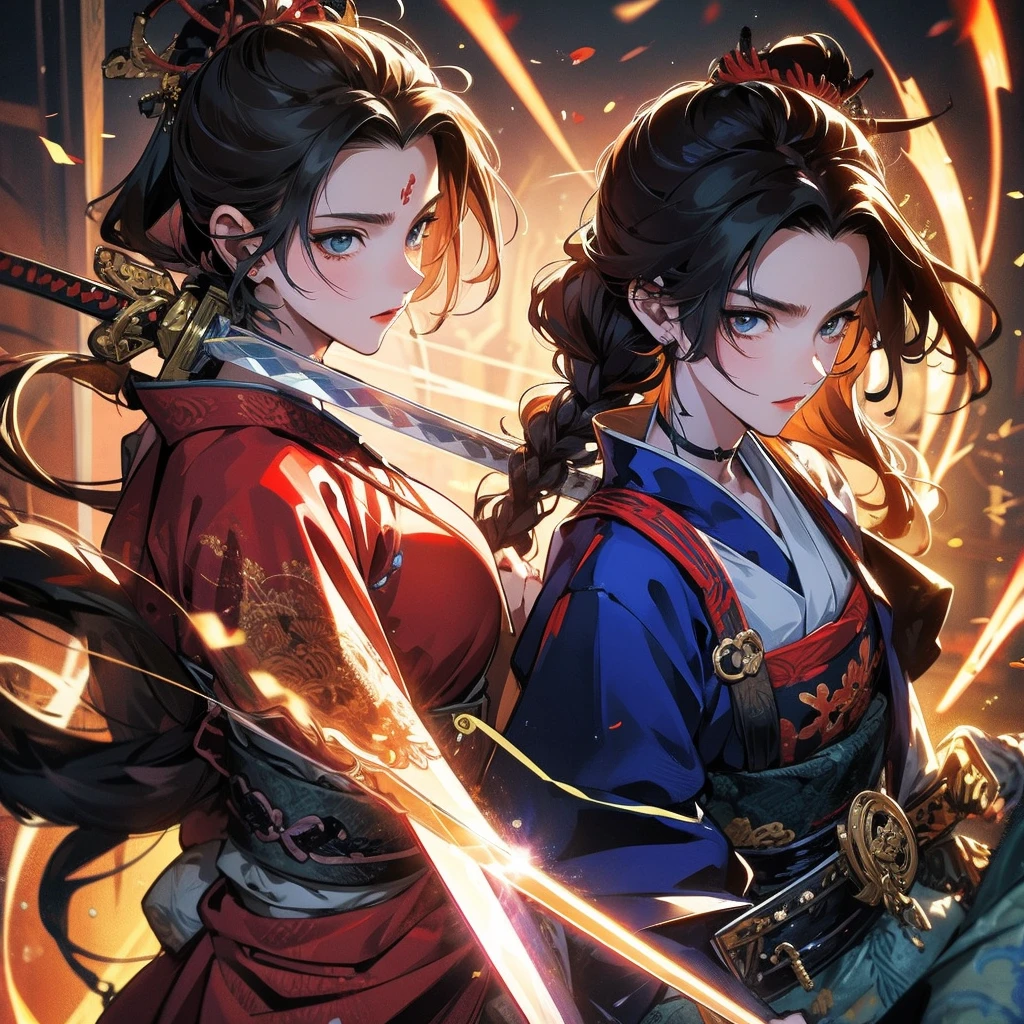 samurai, handsome face, battlefield, sword