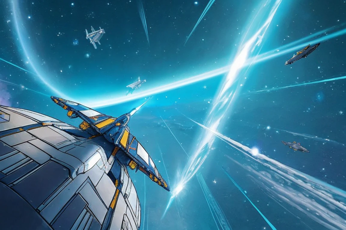 View from a fast moving spaceship, asteroid belt, Small fighter aircraft, Space Bike, Space Pirates, High Speed Missile, Gravity Shield, asteroid beltでの追撃戦, Space Piratesの襲撃, Missile Evasion, Speed Line, debris, gravitational wave, Tail of light,