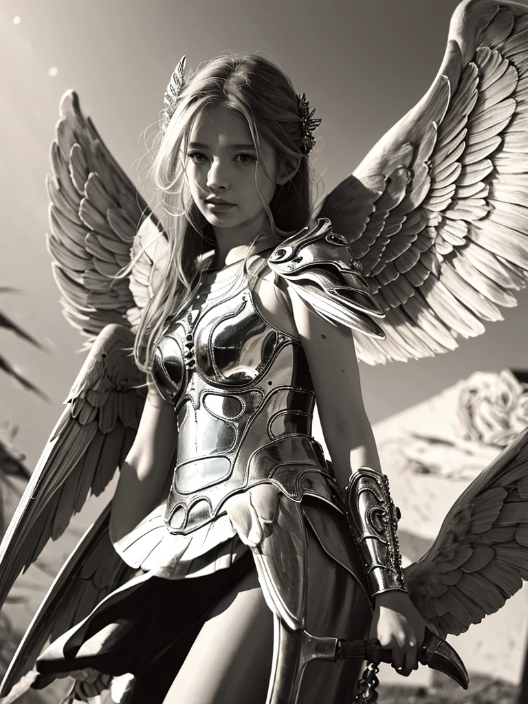 1 girl，wings，the angel's wings，armor