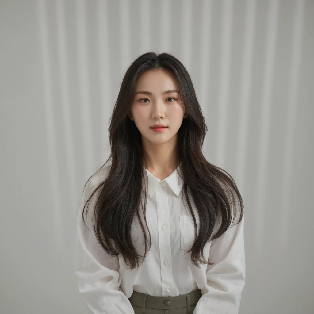 Best Quality, 8k, Masterpiece, (Portrait: 1.3), (photo realistic:1.4), (hyper realistic:1.4), Sharp Focus, looking at viewer, (smoother lighting:1.1), (increase cinematic lighting quality:0.9), realistic lighting, backlighting, light on face, ray trace, (brightening light:1.2), (Increase quality:1.4), sharp detail, (best quality real texture skin:1.4), finely detailed eyes, black_eyes, finely detailed face, 25 year old Korean woman