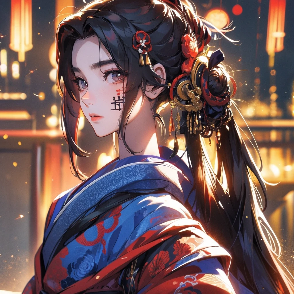 portrait of 1 samurai, handsome face, demon