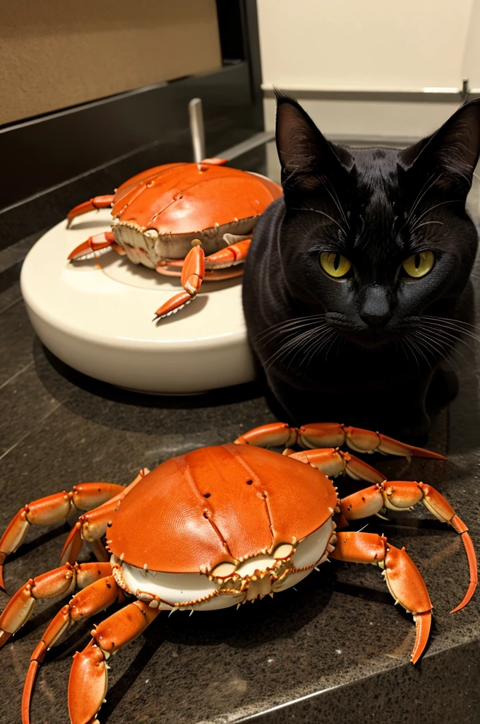 Cat cooking crab