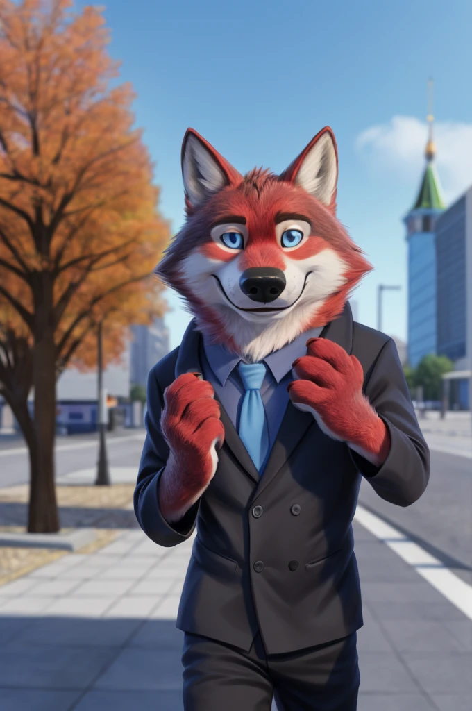 Ivan Wolfbach (Аэропорт Domodedovo),high,Beautiful,slim,24 years,wolf, red fur,high Beautiful wolf, 24 years,(red body:1.3),beautiful blue eyes,Domodedovo, Russia, Аэропорт Domodedovo, shirt,green tie, trousers,canine, wolf, detailed fur, male, antro, paw pads, finger claws, at viewer, 5 fingers, paws, 5 fingers,day,digital photography, soft focus,good mood на стойке регистрации,,photorealism, realistic, photorealistic,digital style,from close walks around the city, Very close to the camera, digital photography, smile positive, good,mood,
masterpiece, Best quality, ultra realistic, 8 k)