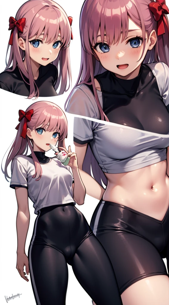 nodokaharamura, nodoka haramura, blue eyes, hair bow, long hair, brown hair, low twintale, smile, open mouth
BREAK short sleeve cycling jersey, cycling half pants
BREAK looking at viewer,
BREAK standing, eating iced-cream,
BREAK (masterpiece:1.2), best quality, high resolution, unity 8k wallpaper, (illustration:0.8), (beautiful detailed eyes:1.6), extremely detailed face, perfect lighting, extremely detailed CG, (perfect hands, perfect anatomy), white background