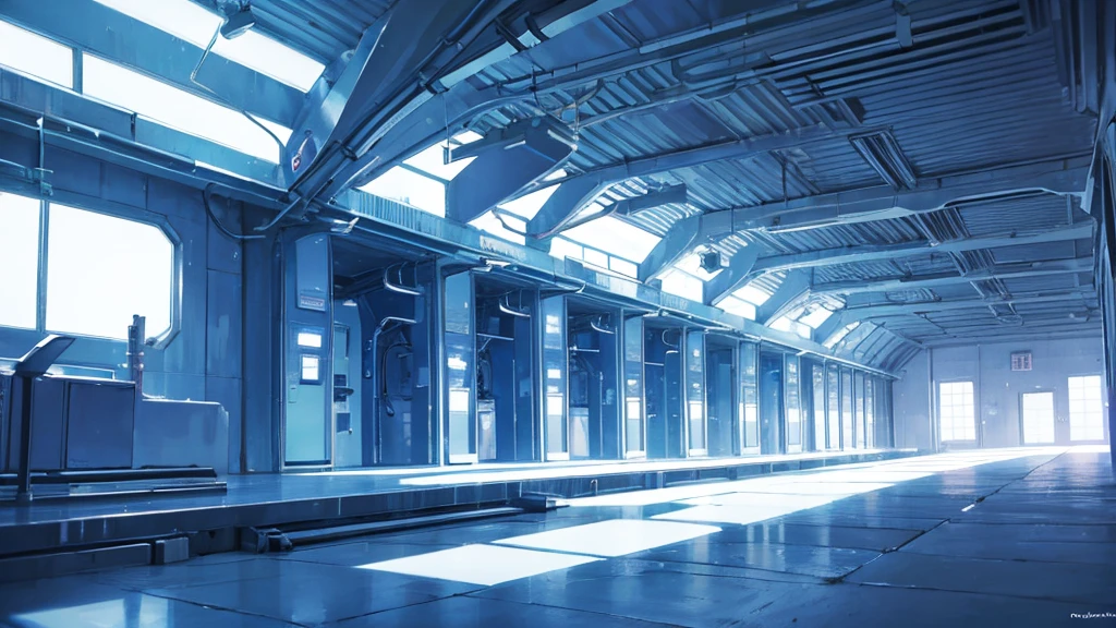 (masterpiece), best quality, Ultra Detailed, Anime Background, Underground facilities, Modern laboratory, Blue tint