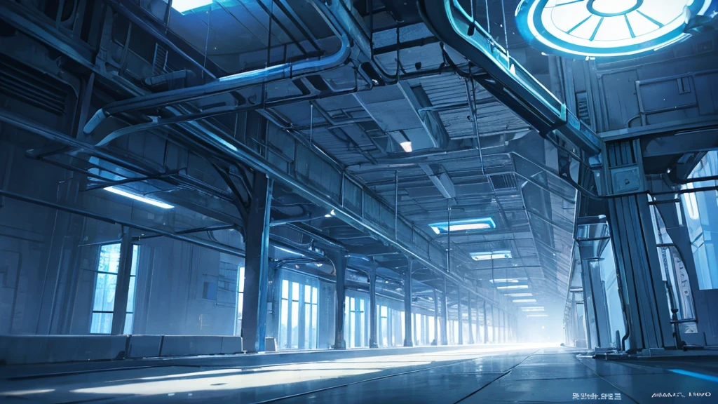 (masterpiece), best quality, Ultra Detailed, Anime Background, Underground facilities, Modern laboratory, Blue tint