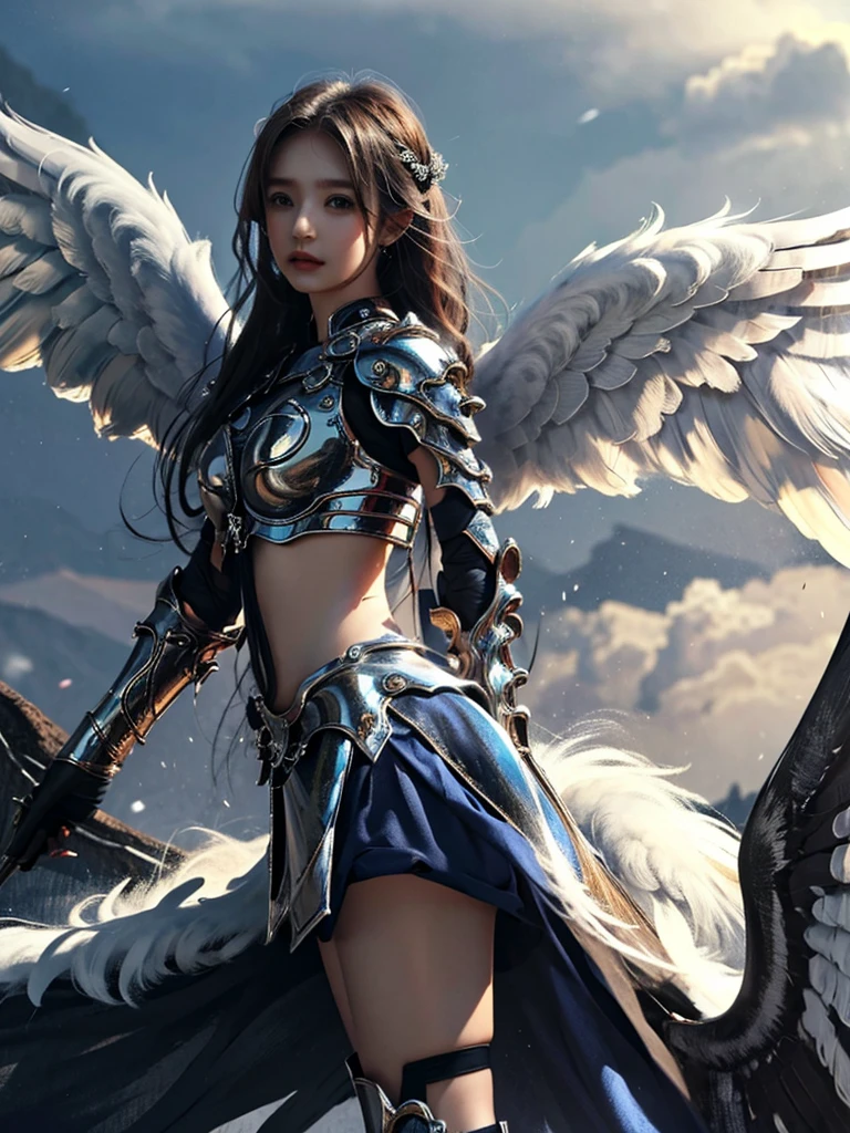 1 girl，wings，the angel's wings，armor