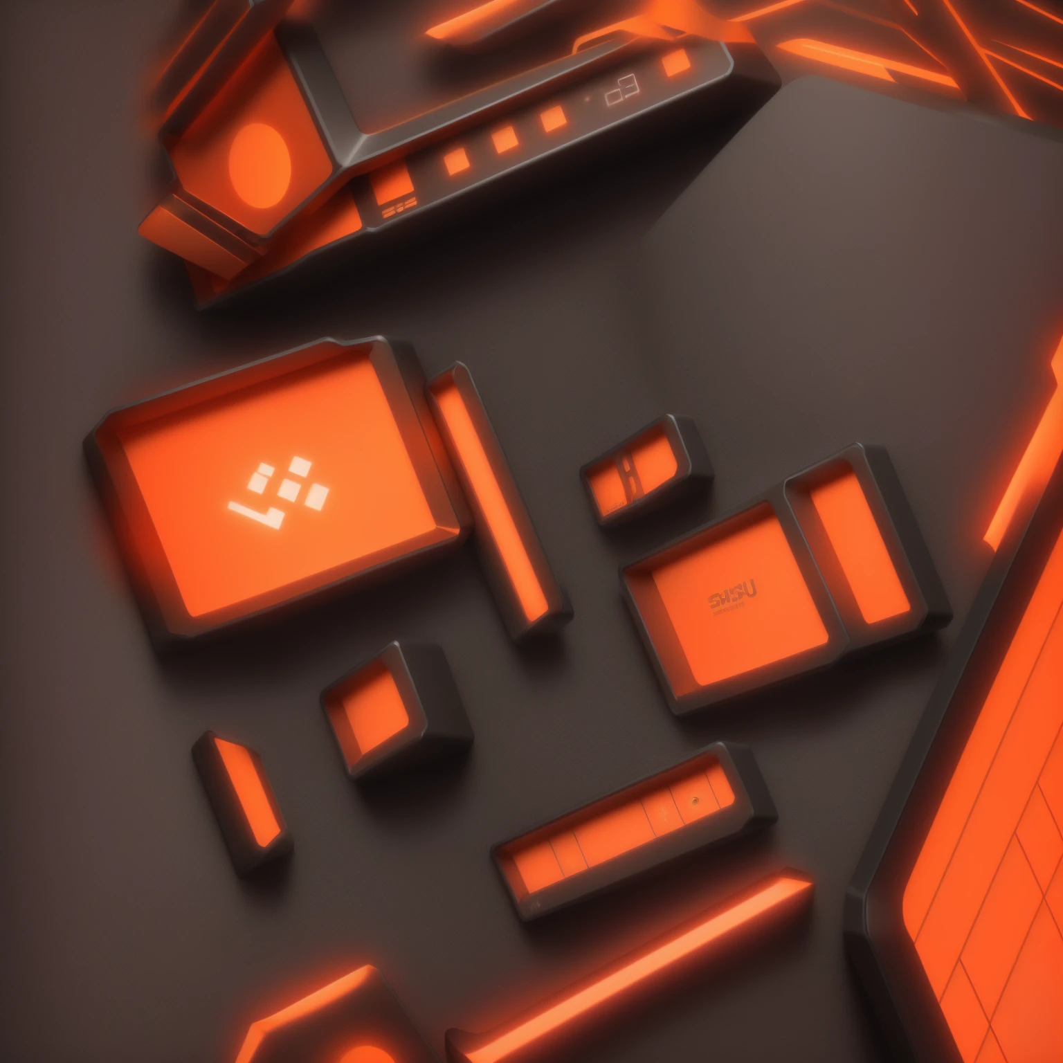 A network-related，Technological items，Colors are orange and black