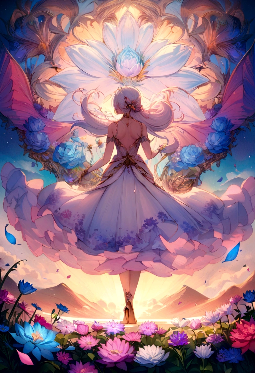 Digital art in detail for the best masterpieces, highest quality, bright delicate blue and pink dahlia flowers with elegant leaves,,１soli、Schöne and elegante Diamanten im Hintergrund, Graceful stems, And tender, and elegant, fluffig, Glittering petals, Floralkern, surrounded flower, Der funkelnde Zauber der Floral, Beautiful animations, Leuchtende Floral in 16K Spitze, Beautiful Art U Disk 4k, Detailed painting in 4K, schöne Floral und Kristalle, Leuchtende Floral, giant flower, Light flowering, in full bloom, Floral, that glow with flower ether effect, Zauberhaft bunte Floral mit Floralstücken mitten im Garten, Floralumgebung, Beautiful Art U Disk 4k, Zauberhafte Floral, Floralexplosion, Beautiful digital painting with detailed details in emergency digital photography, Detailed painting in 4K, backshot, Floralexplosion, Floralfarbe, highly detailed digital painting, Released in 4K, best quality, high resolution, 1080P, Hard disk, 4K, 8K