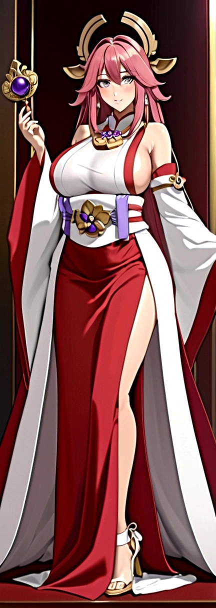 best quality yae miko big breasts noble outfit  