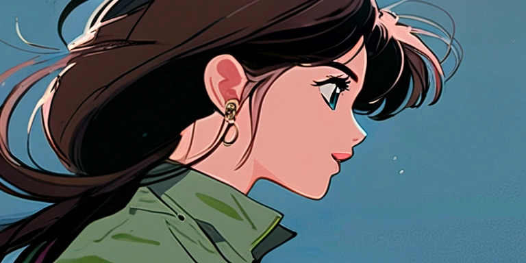 anime girl with earring looking up at the sky, a picture by Yoshihiko Wada, tumblr, serial art, profile of anime girl, side profile artwork, anime girl portrait profile, beautiful comic art, satoshi kon artstyle, style of charlie bowater, adam hughes, detailed portrait of anime girl, beautiful anime face, perfect blue, beautiful illustration