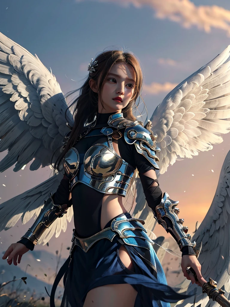 1 girl，wings，the angel's wings，armor