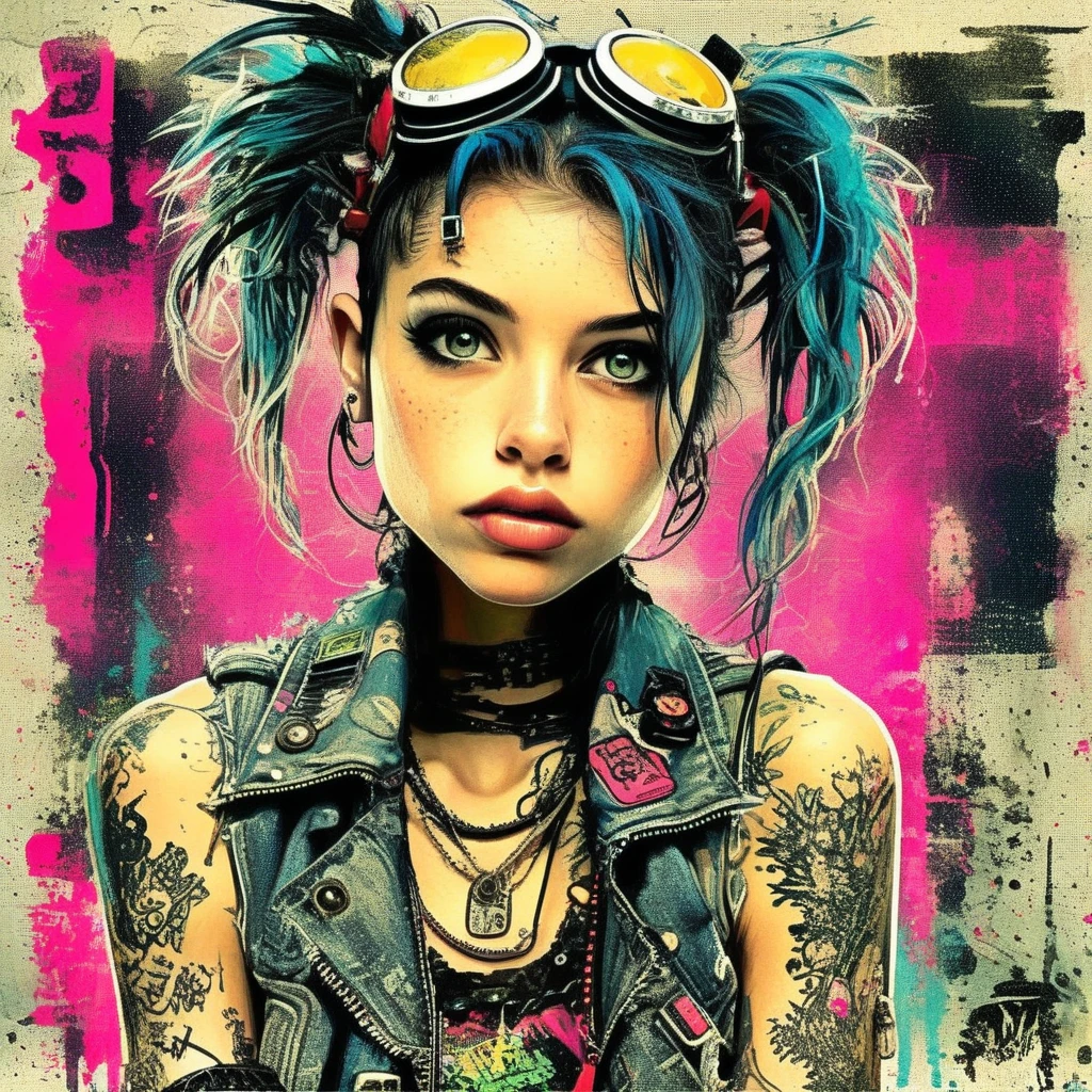 drawix9 punk girl, ink, Movie, Expressive, Very detailed