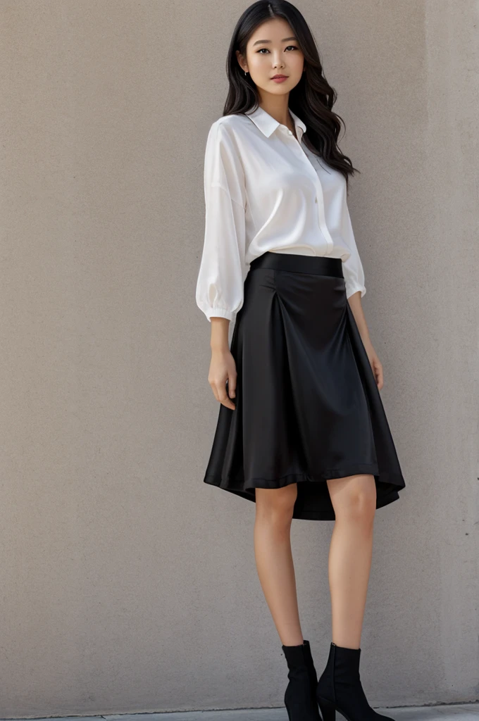Real wind，Black silk hip skirt