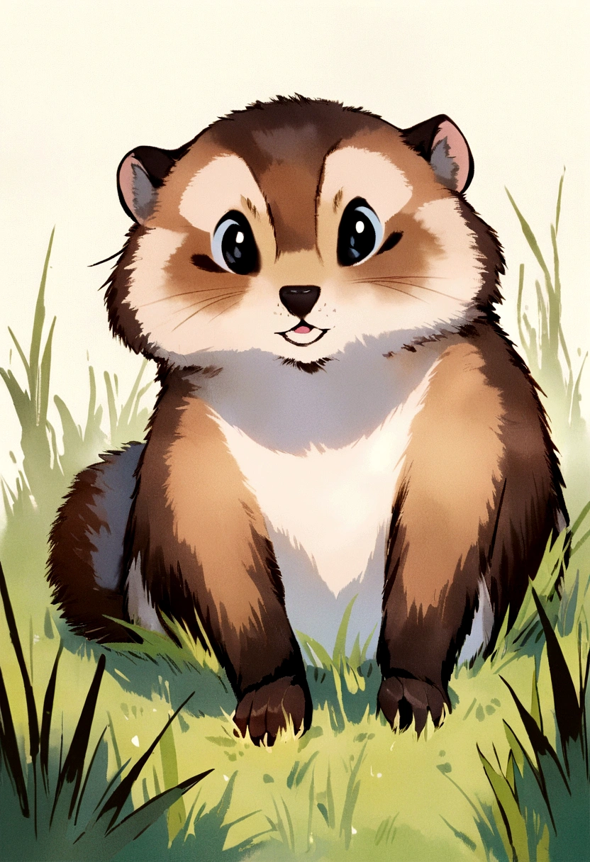 Shy Marmot, grassland ::2 Colorful ink painting ::2. Art Fantasy
