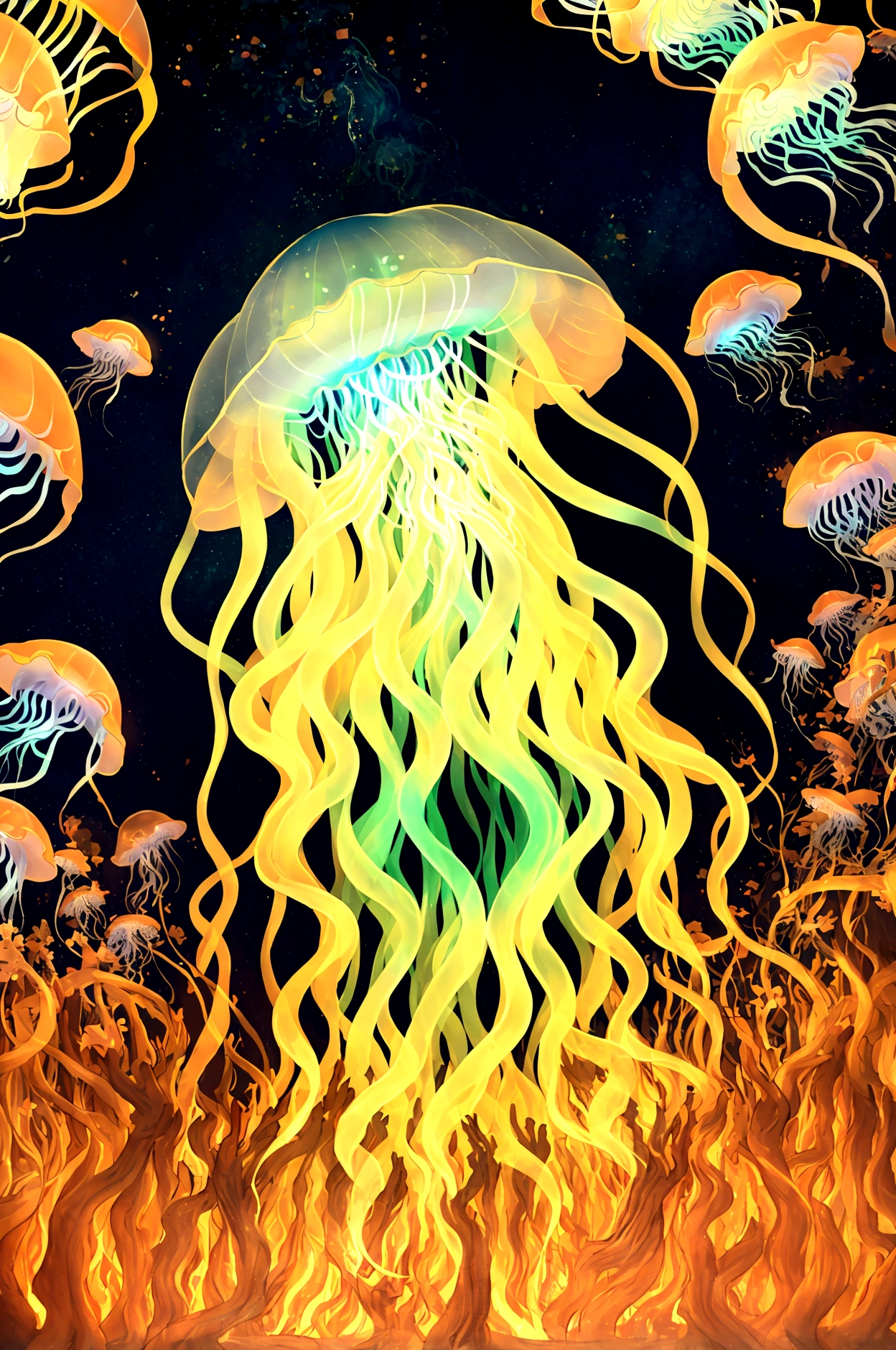 Beautiful glowing jellyfish