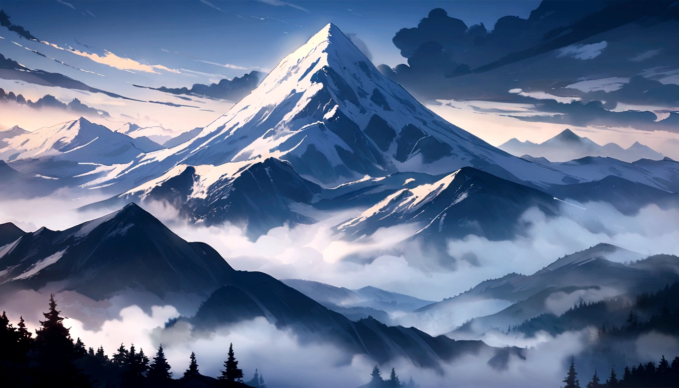 landscape, cloud, gray, Mountain, fog