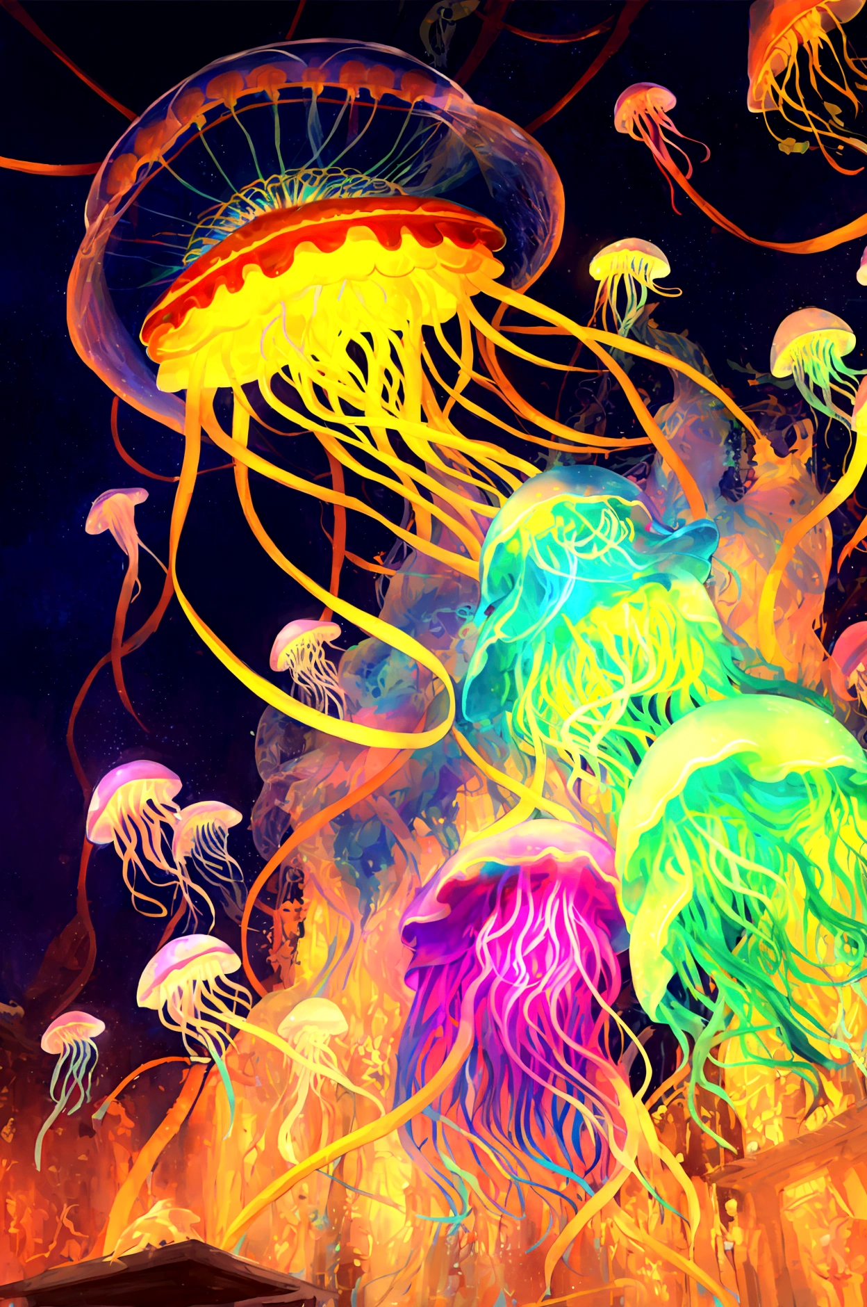 Beautiful colorful jellyfish