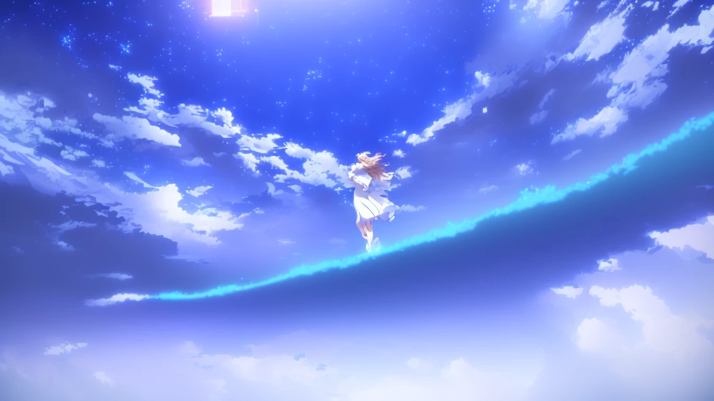 anime, A girl in a white dress floats in the water, Makoto Shinkai Cyril Rolland, anime girl walking on water, anime movie background, beautiful anime scene, today's featured anime still, anime film still, screenshot from the anime film, anime still film anime shikishi, star(null) starry_null