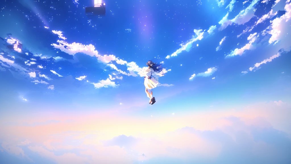 anime, A girl in a white dress floats in the water, Makoto Shinkai Cyril Rolland, anime girl walking on water, anime movie background, beautiful anime scene, today's featured anime still, anime film still, screenshot from the anime film, anime still film anime shikishi, star(null) starry_null