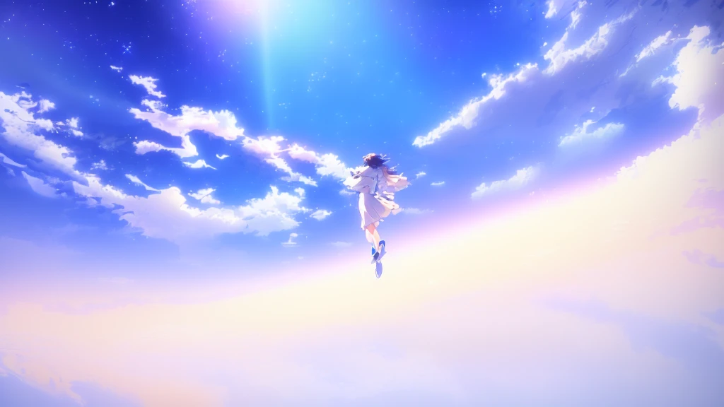 anime, A girl in a white dress floats in the water, Makoto Shinkai Cyril Rolland, anime girl walking on water, anime movie background, beautiful anime scene, today's featured anime still, anime film still, screenshot from the anime film, anime still film anime shikishi, star(null) starry_null