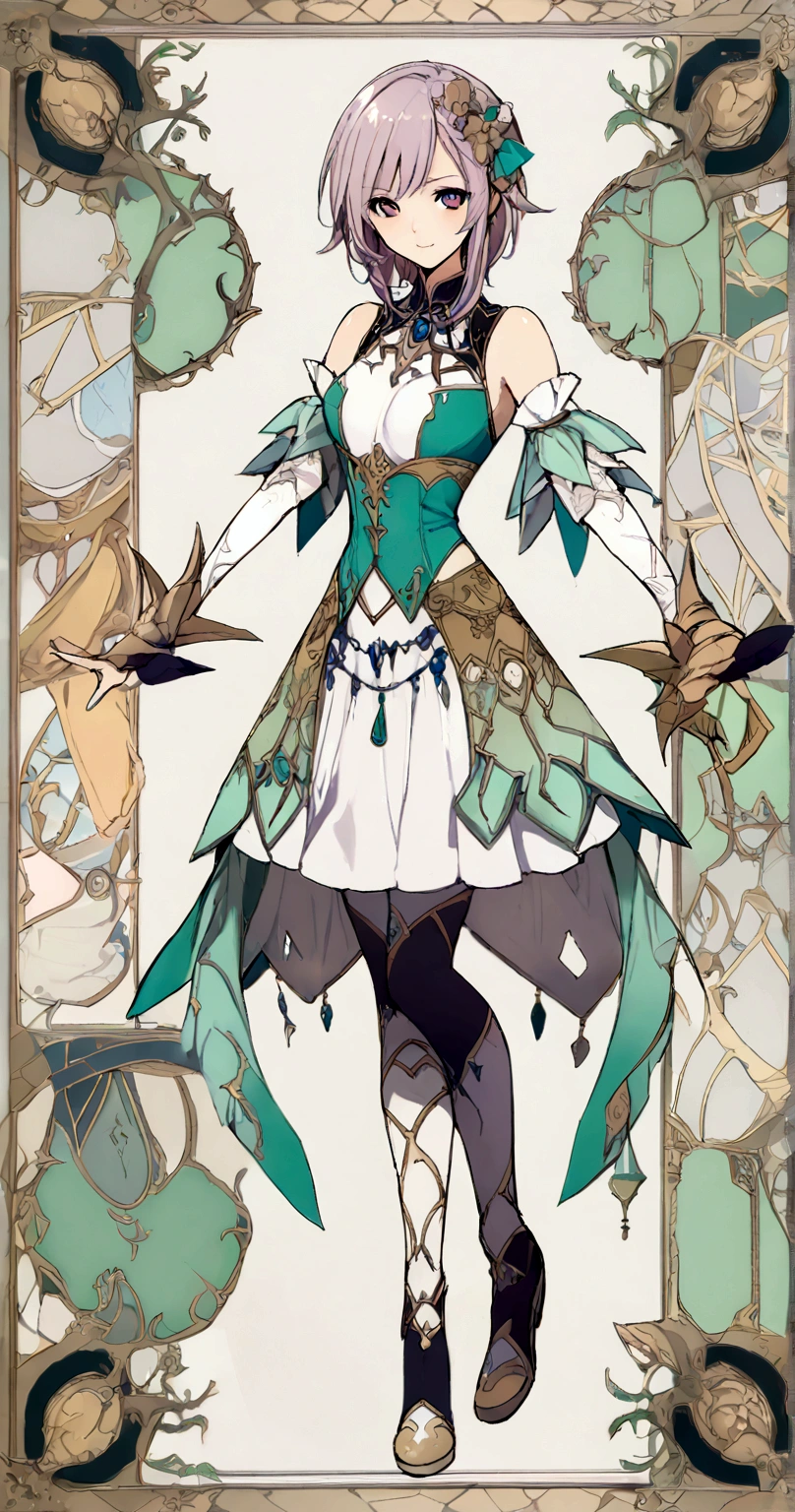 character design board, anime girl, design, just one character, clothes, rotation, fantasy clothes, complex design, body rotation
