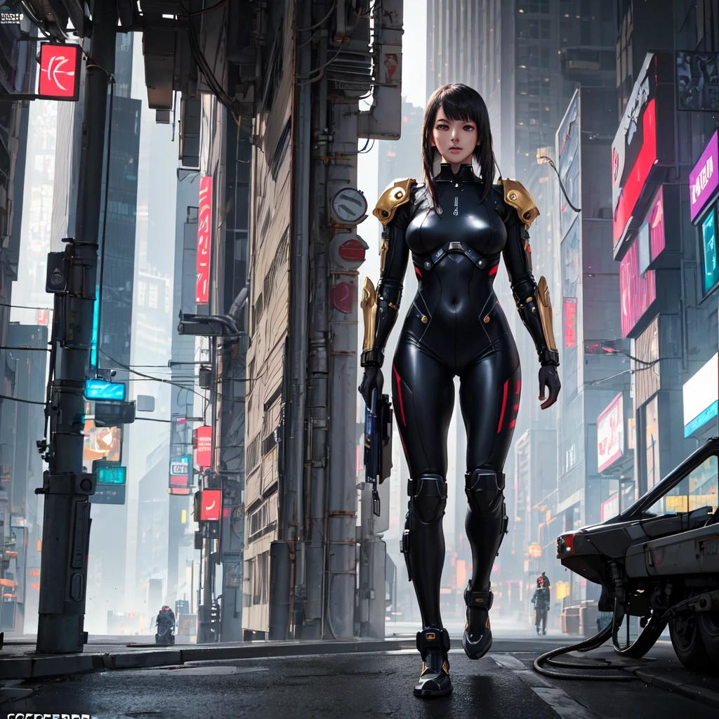 Ultra hd, full hd 8k regulations, masterpiece, ultra realistic, ultra clear details, coper and gold elements which had a  figure characteristics advance full body suits ( sci-fi, fictional, cyberpunk)