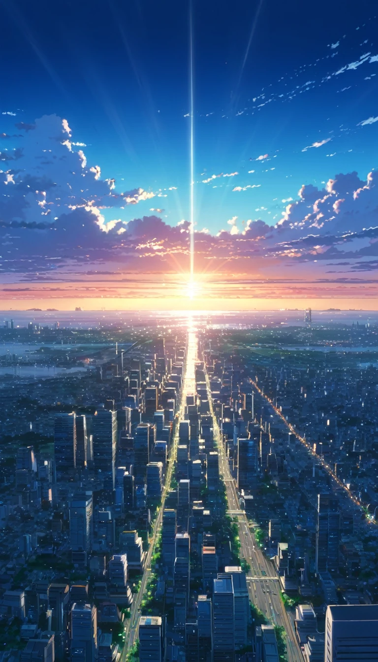 an iphone with an image of a city and the sun setting over it, watching the sun set. anime, anime. by makoto shinkai, hd anime cityscape, makoto shinkai. —h 2160, cosmic skies. by makoto shinkai, anime atmospheric, anime wallaper, by makoto shinkai, by Makoto Shinkai, beautiful anime scenery, makoto shinkai. high detail, ( ( makoto shinkai ) ), anime scenery, colorful anime movie background, anime movie background, anime background art, style of makoto shinkai, anime sky, beautiful anime artwork, anime background