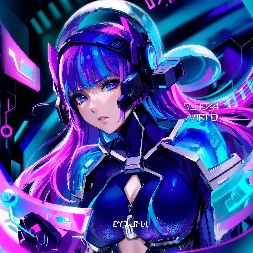 a close up of a woman with purple hair and a purple helmet, digital cyberpunk - anime art, digital cyberpunk anime art, anime cyberpunk art, 